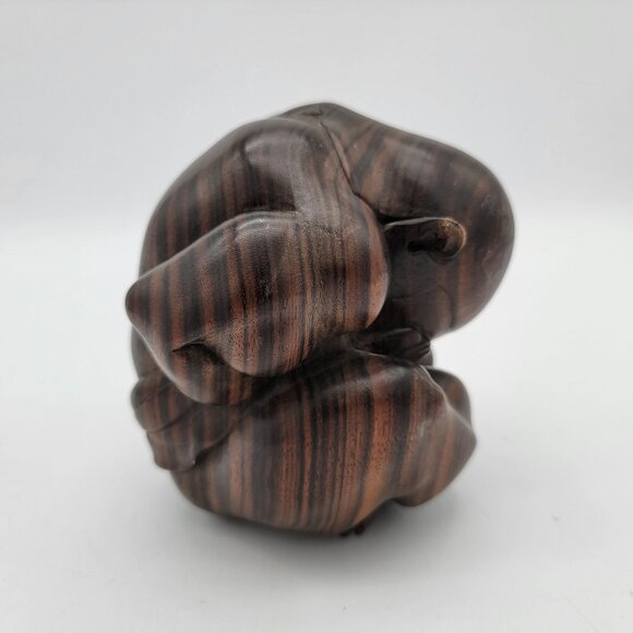 Carved Rosewood Wooden Weeping Buddha Figure - Picture 4 of 11